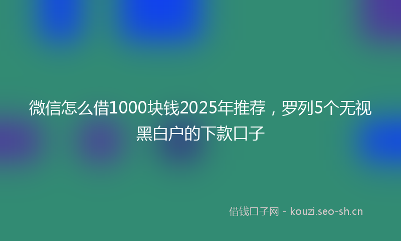 微信怎么借1000块钱2025年推荐,罗列5个无视黑白户的下款口子
