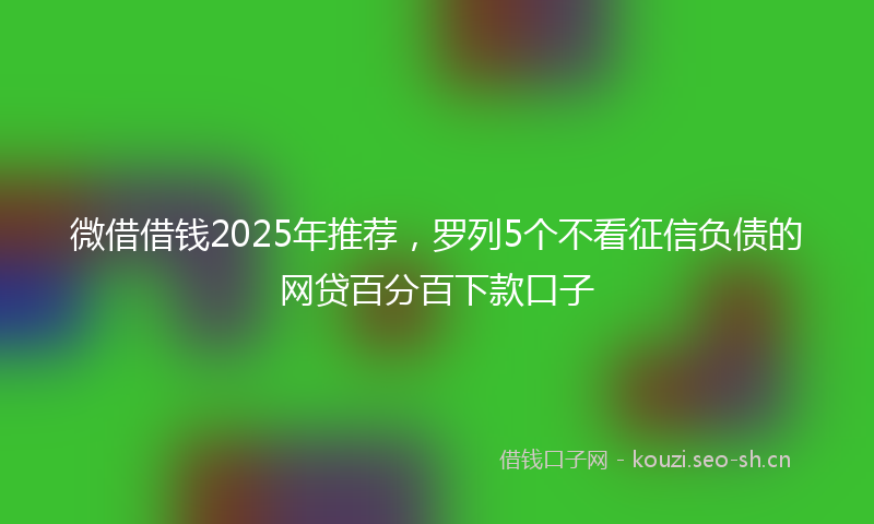 微借借钱2025年推荐，罗列5个不看征信负债的网贷百分百下款口子