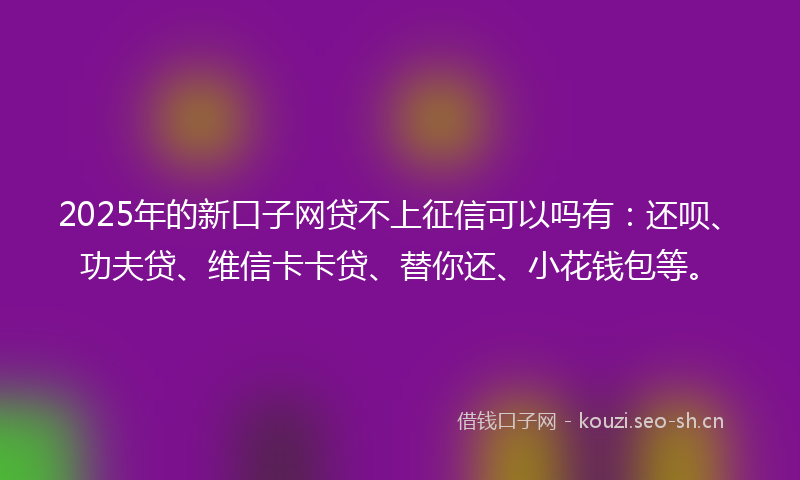 2025年的新口子网贷不上征信可以吗有：还呗、功夫贷、维信卡卡贷、替你还、小花钱包等。