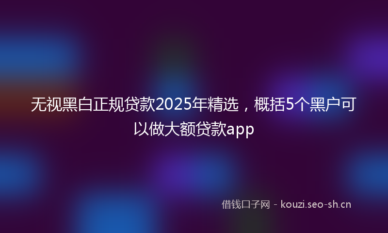 无视黑白正规贷款2025年精选，概括5个黑户可以做大额贷款app