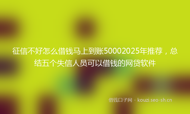 征信不好怎么借钱马上到账50002025年推荐，总结五个失信人员可以借钱的网贷软件