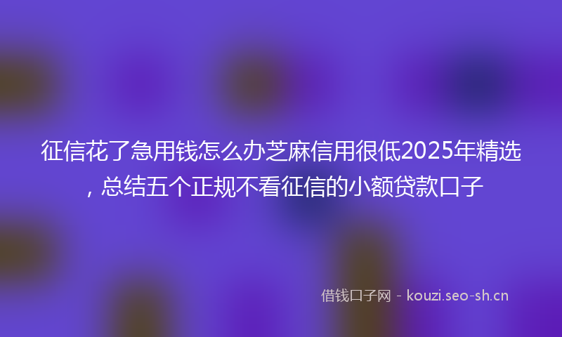 征信花了急用钱怎么办芝麻信用很低2025年精选，总结五个正规不看征信的小额贷款口子