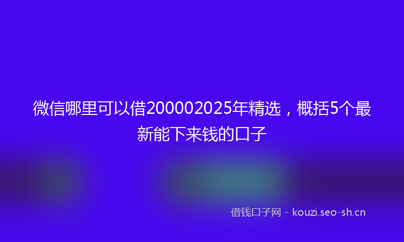 微信哪里可以借200002025年精选，概括5个最新能下来钱的口子