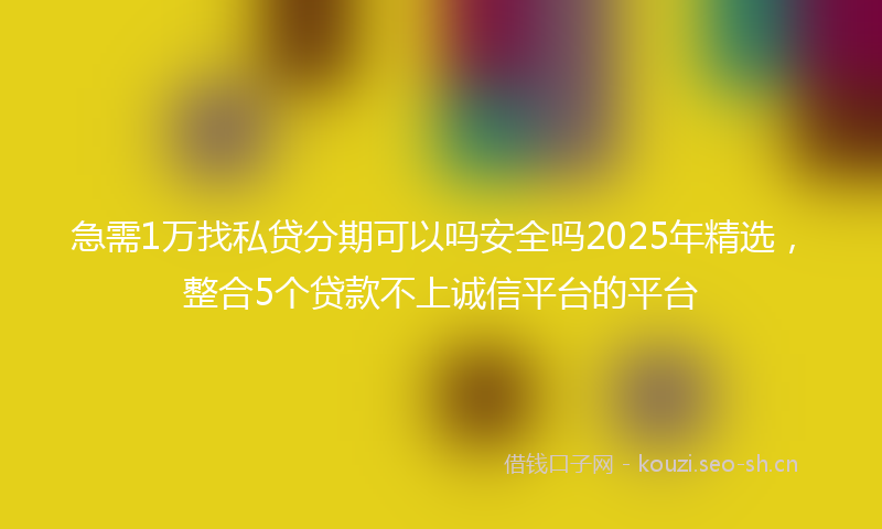 急需1万找私贷分期可以吗安全吗2025年精选，整合5个贷款不上诚信平台的平台