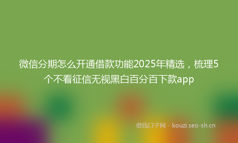 微信分期怎么开通借款功能2025年精选，梳理5个不看征信无视黑白百分百下款app