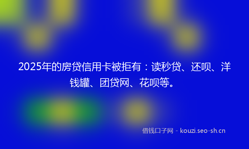 2025年的房贷信用卡被拒有：读秒贷、还呗、洋钱罐、团贷网、花呗等。