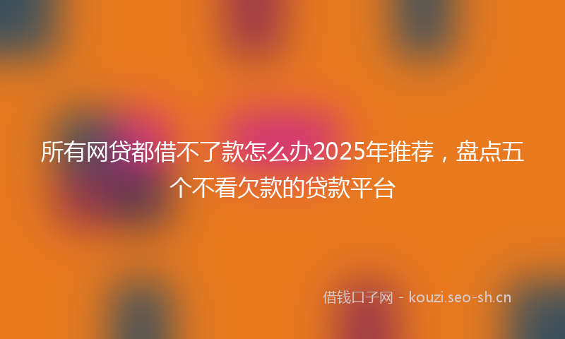 所有网贷都借不了款怎么办2025年推荐，盘点五个不看欠款的贷款平台