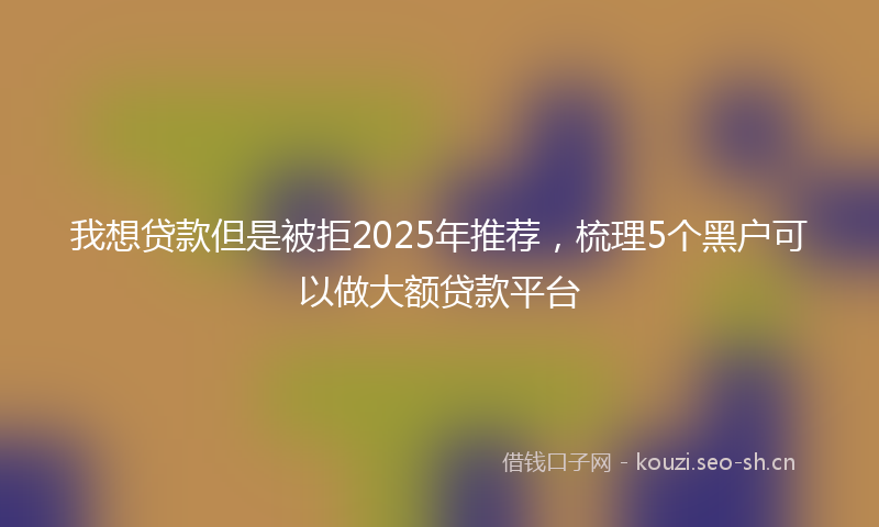 我想贷款但是被拒2025年推荐，梳理5个黑户可以做大额贷款平台