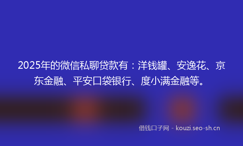 2025年的微信私聊贷款有：洋钱罐、安逸花、京东金融、平安口袋银行、度小满金融等。