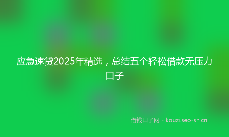 应急速贷2025年精选，总结五个轻松借款无压力口子
