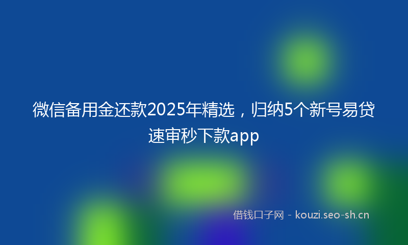 微信备用金还款2025年精选，归纳5个新号易贷速审秒下款app