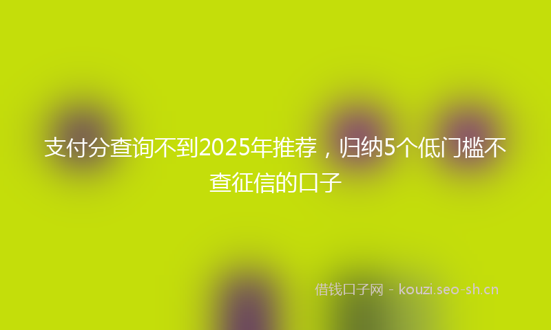 支付分查询不到2025年推荐，归纳5个低门槛不查征信的口子