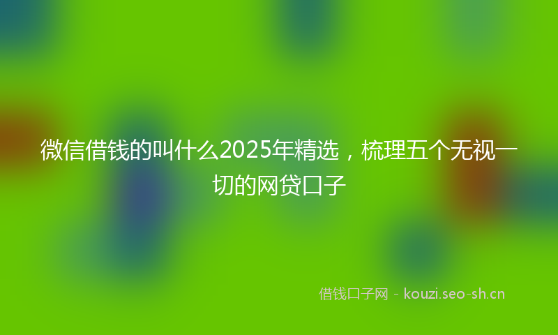微信借钱的叫什么2025年精选，梳理五个无视一切的网贷口子