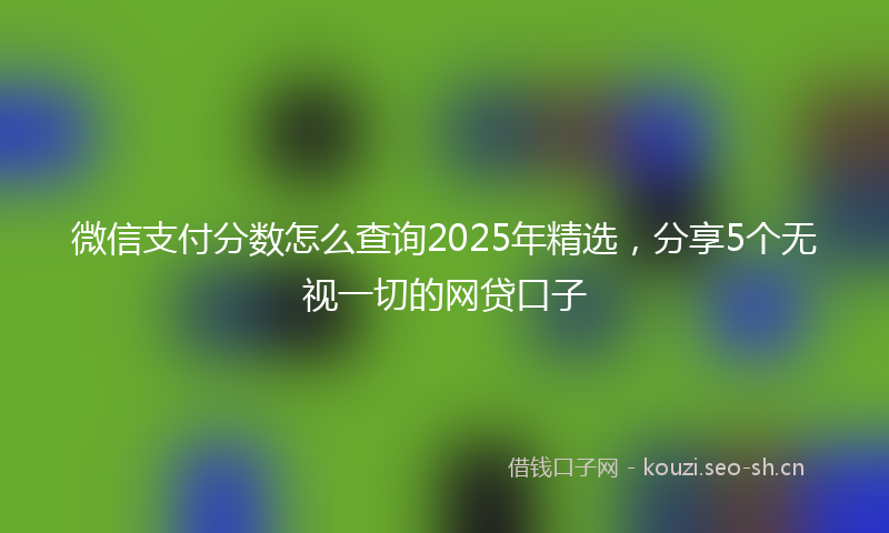 微信支付分数怎么查询2025年精选，分享5个无视一切的网贷口子