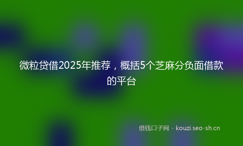 微粒贷借2025年推荐，概括5个芝麻分负面借款的平台