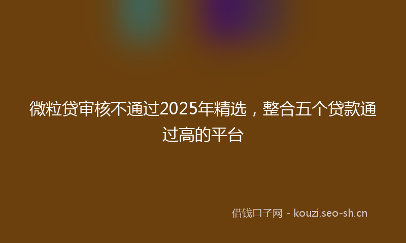 微粒贷审核不通过2025年精选，整合五个贷款通过高的平台