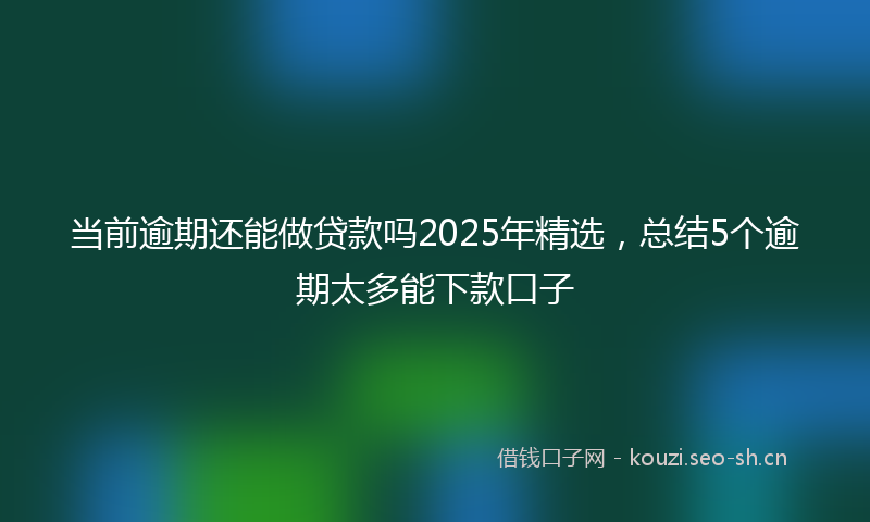 当前逾期还能做贷款吗2025年精选，总结5个逾期太多能下款口子