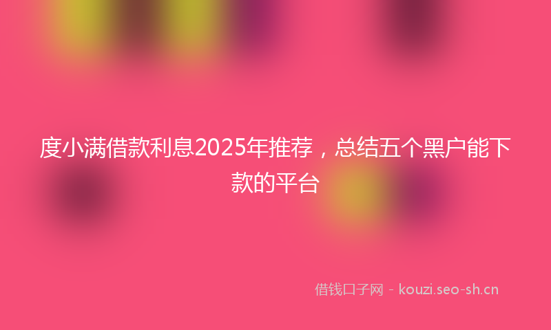 度小满借款利息2025年推荐，总结五个黑户能下款的平台