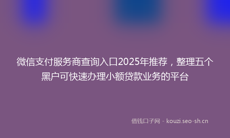 微信支付服务商查询入口2025年推荐,整理五个黑户可快速办理小额贷款业务的平台