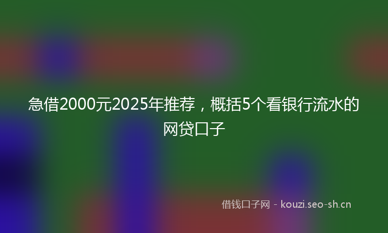 急借2000元2025年推荐，概括5个看银行流水的网贷口子