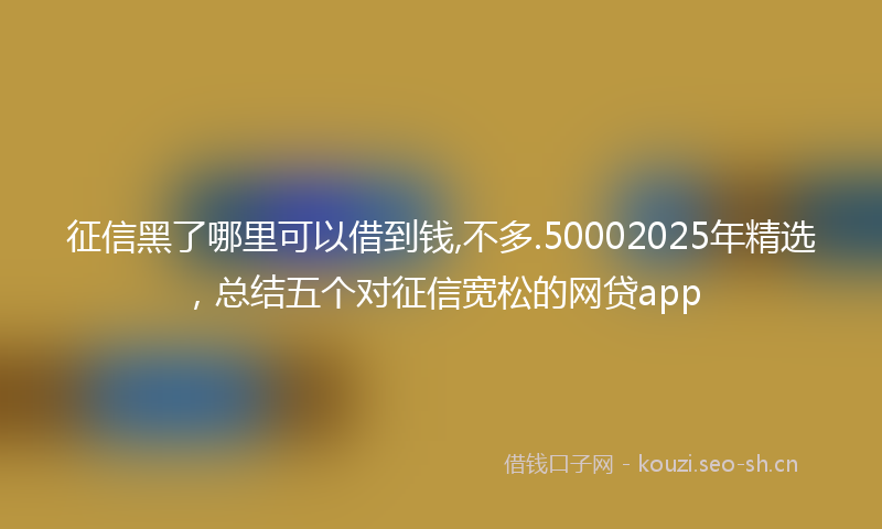 征信黑了哪里可以借到钱,不多.50002025年精选，总结五个对征信宽松的网贷app