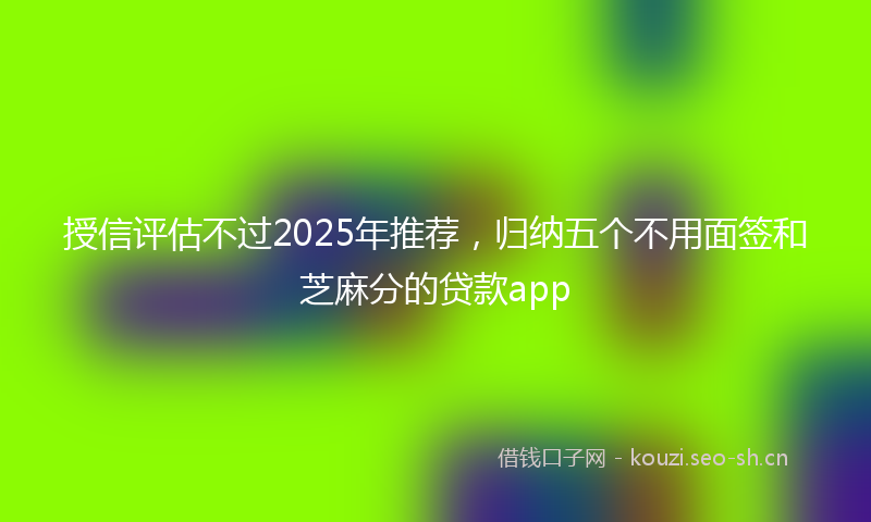 授信评估不过2025年推荐，归纳五个不用面签和芝麻分的贷款app