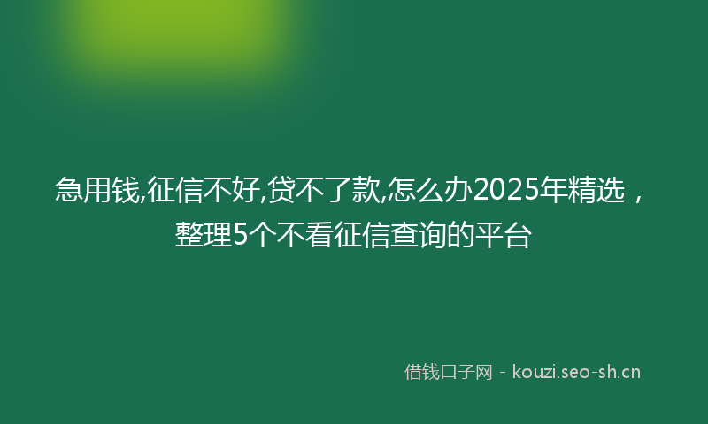 急用钱,征信不好,贷不了款,怎么办2025年精选，整理5个不看征信查询的平台