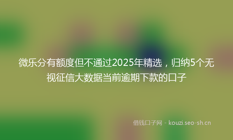 微乐分有额度但不通过2025年精选，归纳5个无视征信大数据当前逾期下款的口子