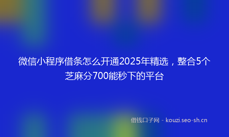 微信小程序借条怎么开通2025年精选，整合5个芝麻分700能秒下的平台