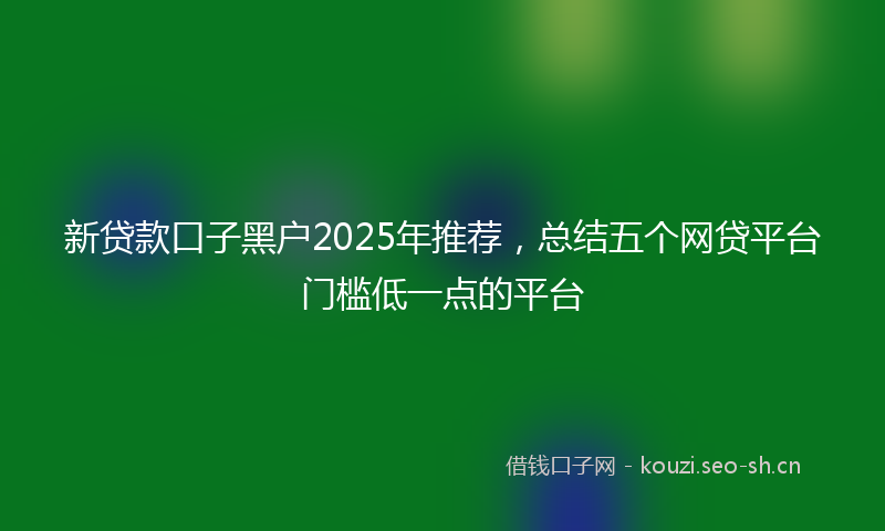 新贷款口子黑户2025年推荐，总结五个网贷平台门槛低一点的平台