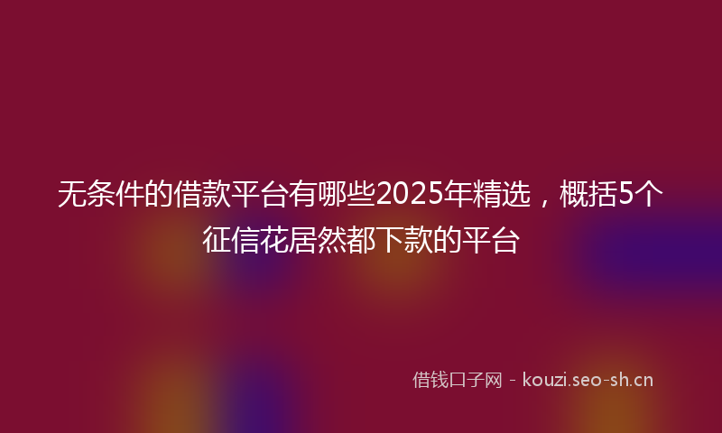 无条件的借款平台有哪些2025年精选，概括5个征信花居然都下款的平台