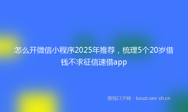 怎么开微信小程序2025年推荐,梳理5个20岁借钱不求征信速借app