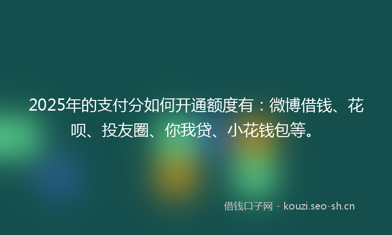 2025年的支付分如何开通额度有：微博借钱、花呗、投友圈、你我贷、小花钱包等。