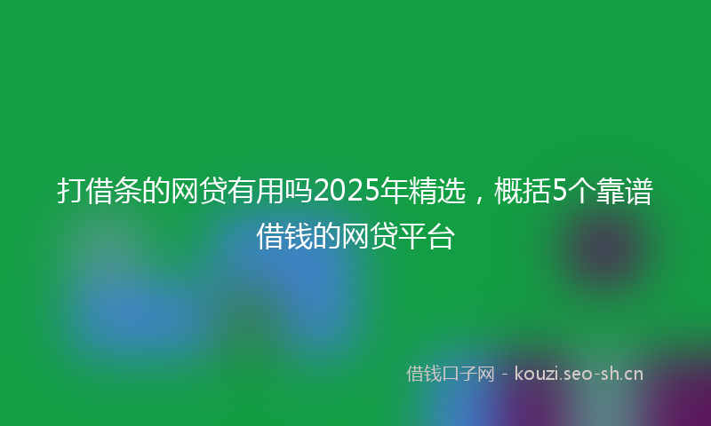 打借条的网贷有用吗2025年精选，概括5个靠谱借钱的网贷平台