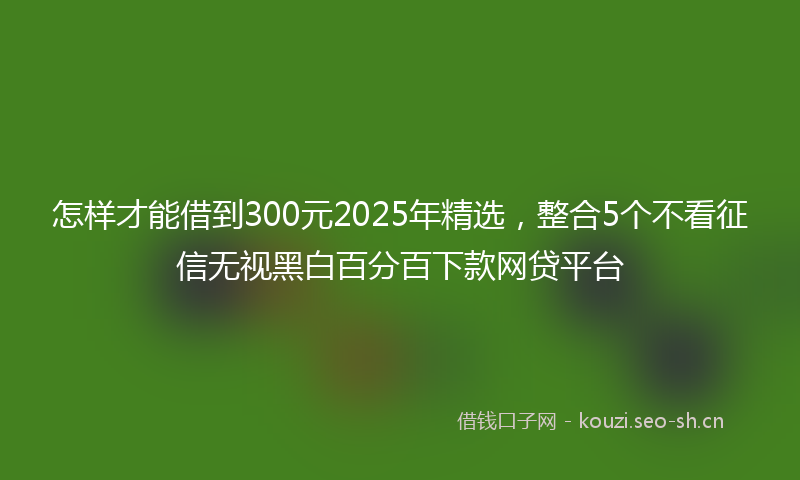 怎样才能借到300元2025年精选，整合5个不看征信无视黑白百分百下款网贷平台