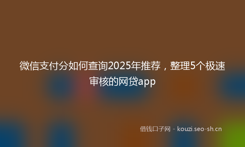 微信支付分如何查询2025年推荐，整理5个极速审核的网贷app
