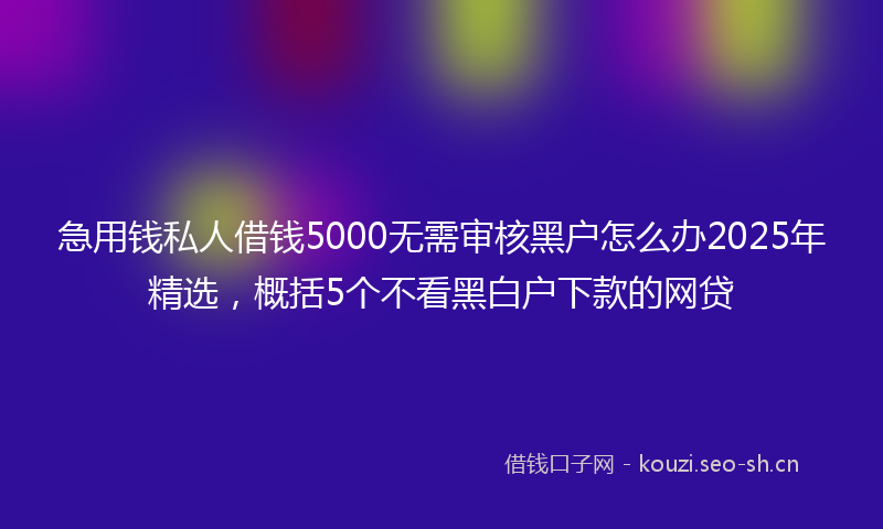 急用钱私人借钱5000无需审核黑户怎么办2025年精选，概括5个不看黑白户下款的网贷