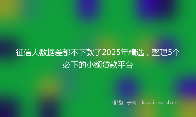 征信大数据差都不下款了2025年精选，整理5个必下的小额贷款平台