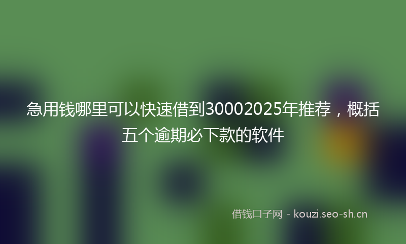 急用钱哪里可以快速借到30002025年推荐，概括五个逾期必下款的软件
