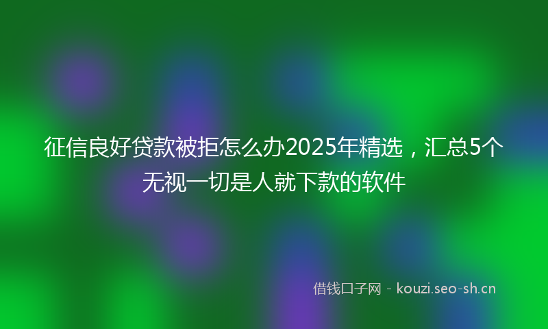 征信良好贷款被拒怎么办2025年精选，汇总5个无视一切是人就下款的软件