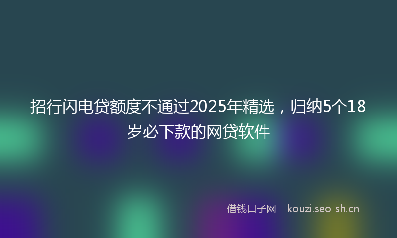 招行闪电贷额度不通过2025年精选，归纳5个18岁必下款的网贷软件