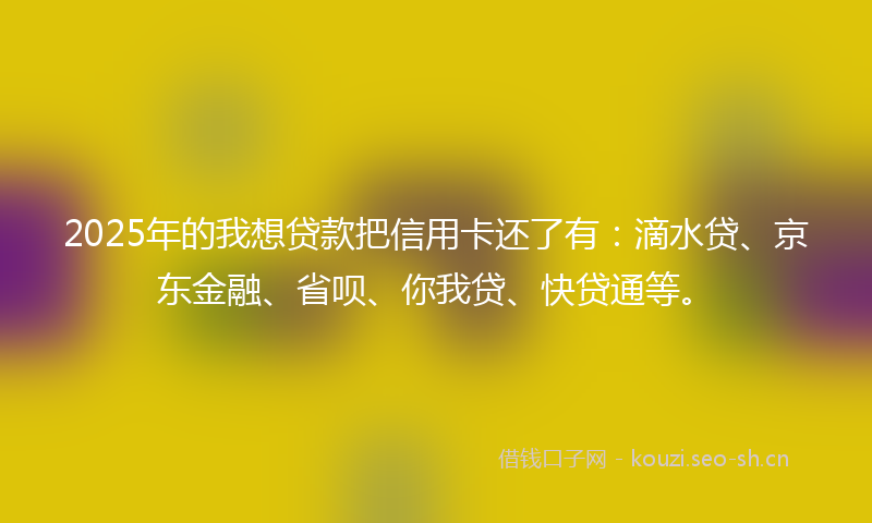 2025年的我想贷款把信用卡还了有：滴水贷、京东金融、省呗、你我贷、快贷通等。