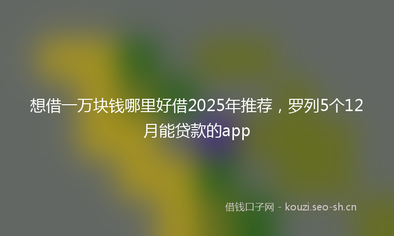 想借一万块钱哪里好借2025年推荐，罗列5个12月能贷款的app