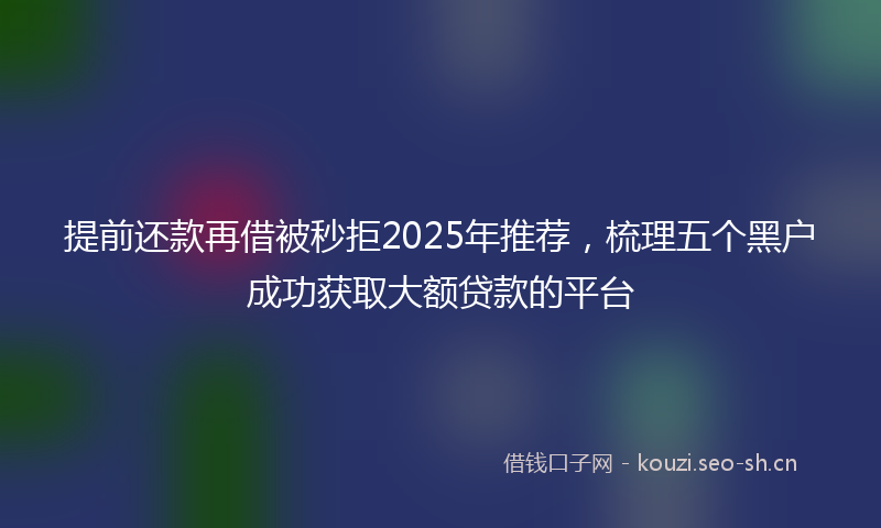 提前还款再借被秒拒2025年推荐，梳理五个黑户成功获取大额贷款的平台