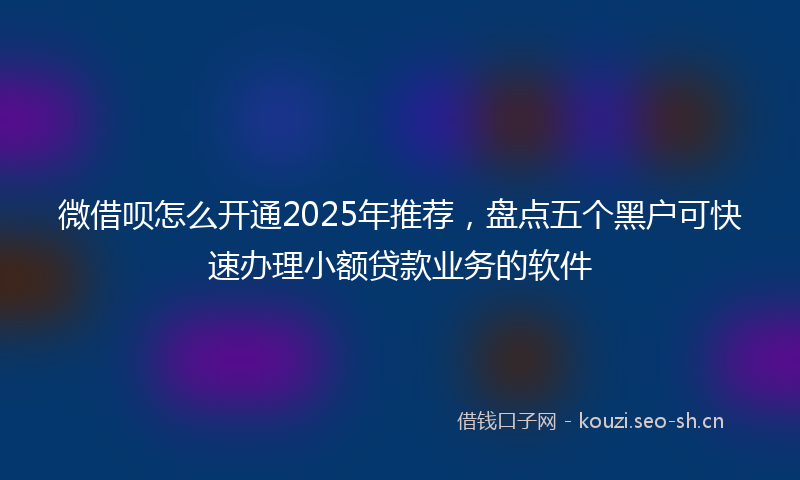 微借呗怎么开通2025年推荐，盘点五个黑户可快速办理小额贷款业务的软件