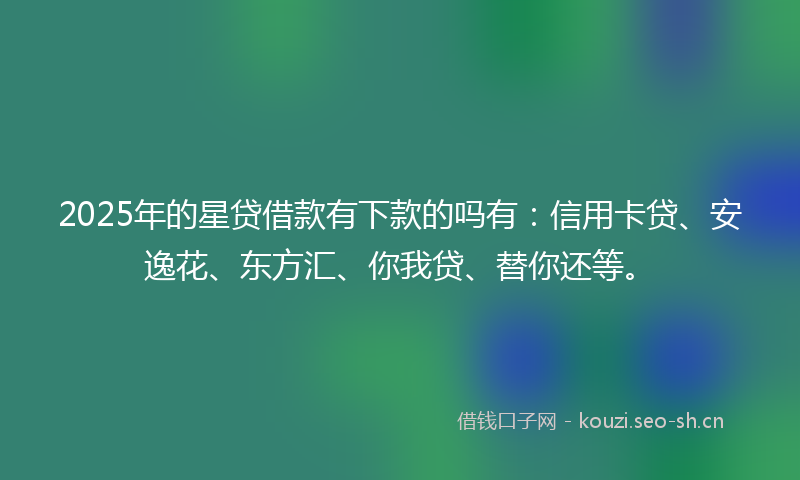 2025年的星贷借款有下款的吗有：信用卡贷、安逸花、东方汇、你我贷、替你还等。