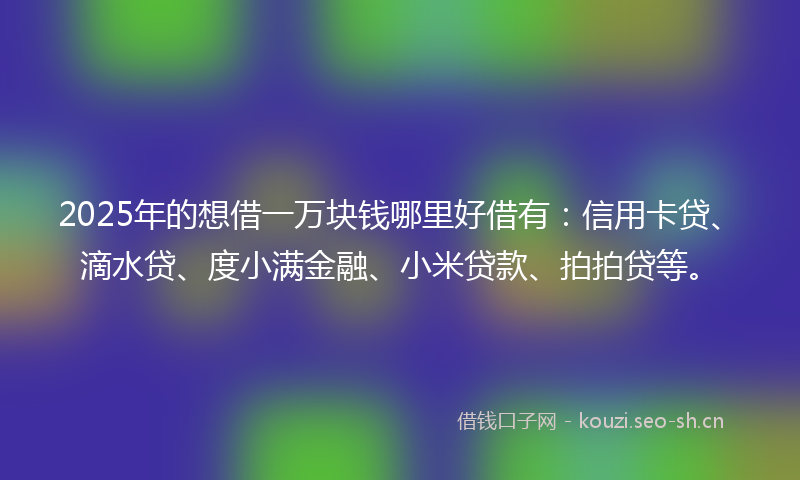 2025年的想借一万块钱哪里好借有：信用卡贷、滴水贷、度小满金融、小米贷款、拍拍贷等。