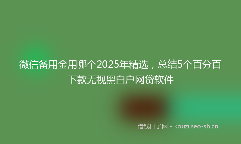 微信备用金用哪个2025年精选，总结5个百分百下款无视黑白户网贷软件