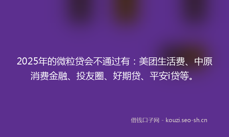 2025年的微粒贷会不通过有：美团生活费、中原消费金融、投友圈、好期贷、平安i贷等。
