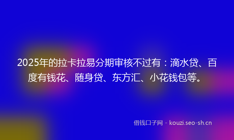 2025年的拉卡拉易分期审核不过有：滴水贷、百度有钱花、随身贷、东方汇、小花钱包等。